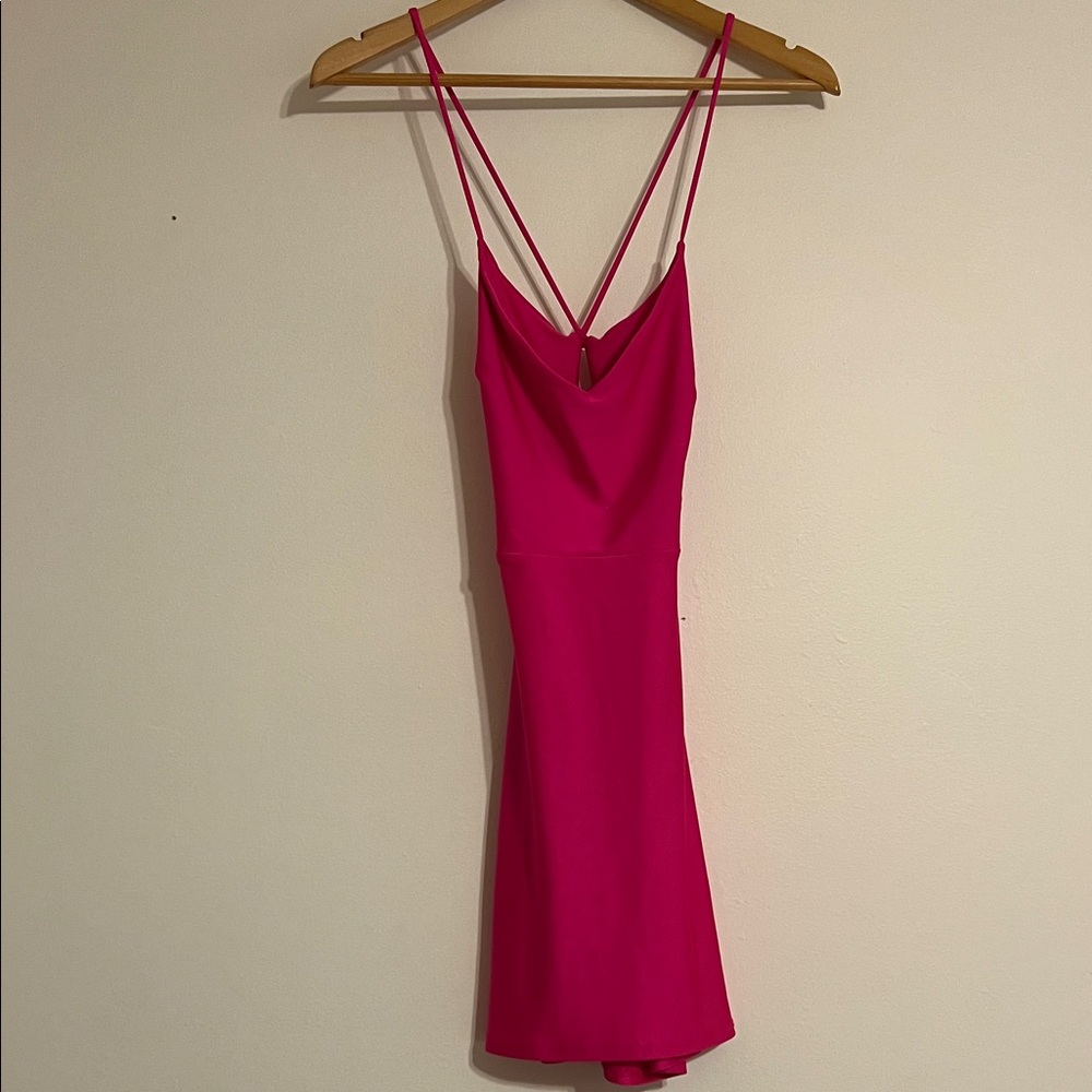 Elegant Hot Pink Spaghetti Strap Dress